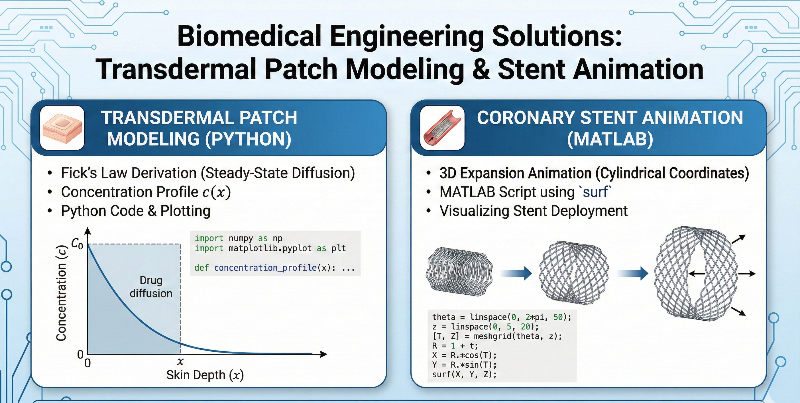 Biomedical Engineering Solutions: Transdermal Patch Modeling & Stent Animation - Homework Answer and Solution