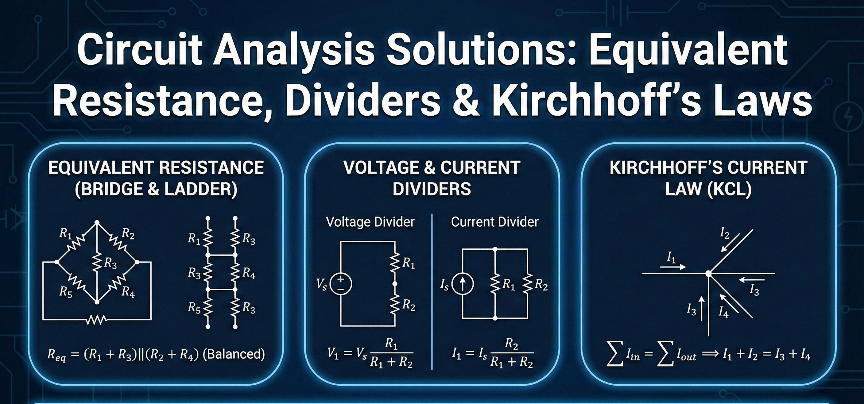 Circuit Analysis Solutions: Equivalent Resistance, Dividers & Kirchhoff's Laws - Homework Answer and Solution