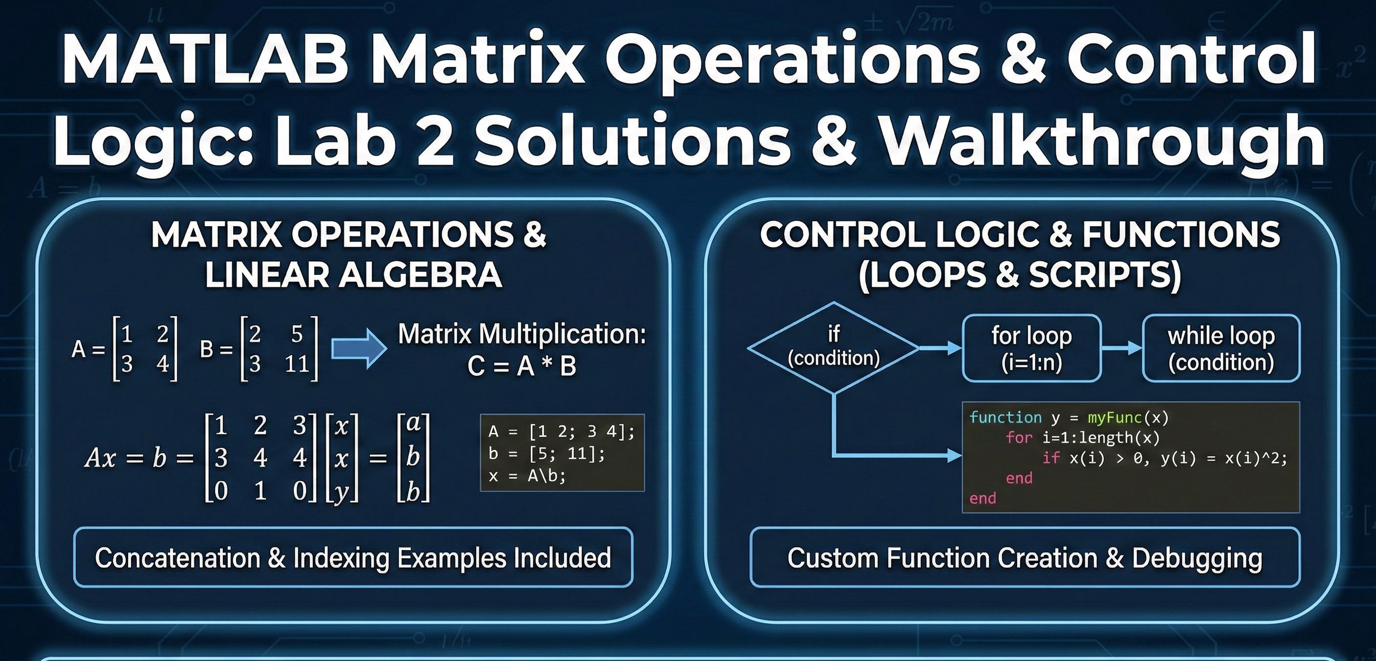 MATLAB Matrix Operations & Control Logic: Lab 2 Solutions & Walkthrough - Homework Answer and Solution