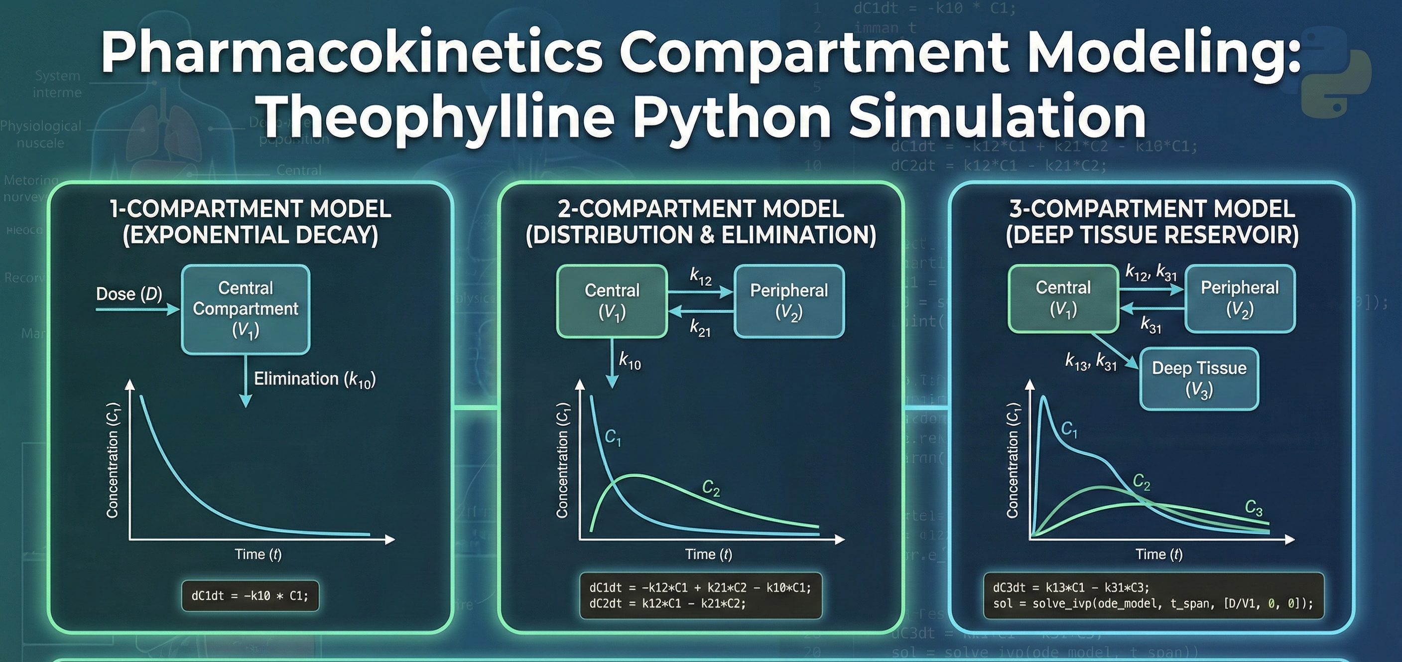 Pharmacokinetics Compartment Modeling: Theophylline Python Simulation - Homework Answer and Solution