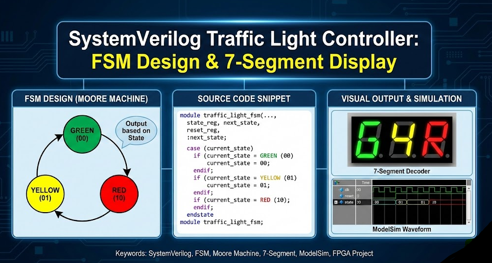 SystemVerilog Traffic Light Controller: FSM Design & 7-Segment Display - Homework Answer and Solution